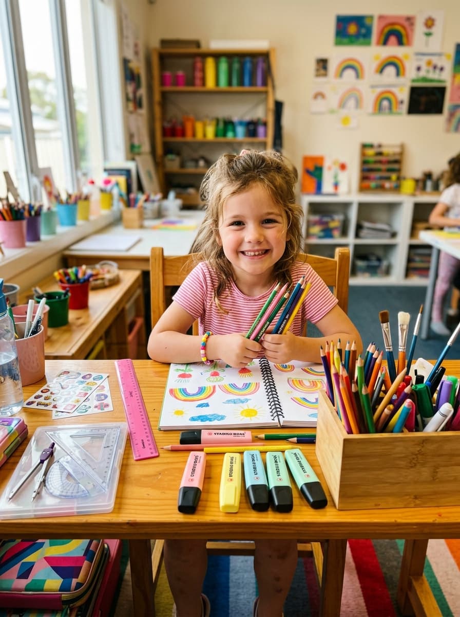 Creative student with stationery