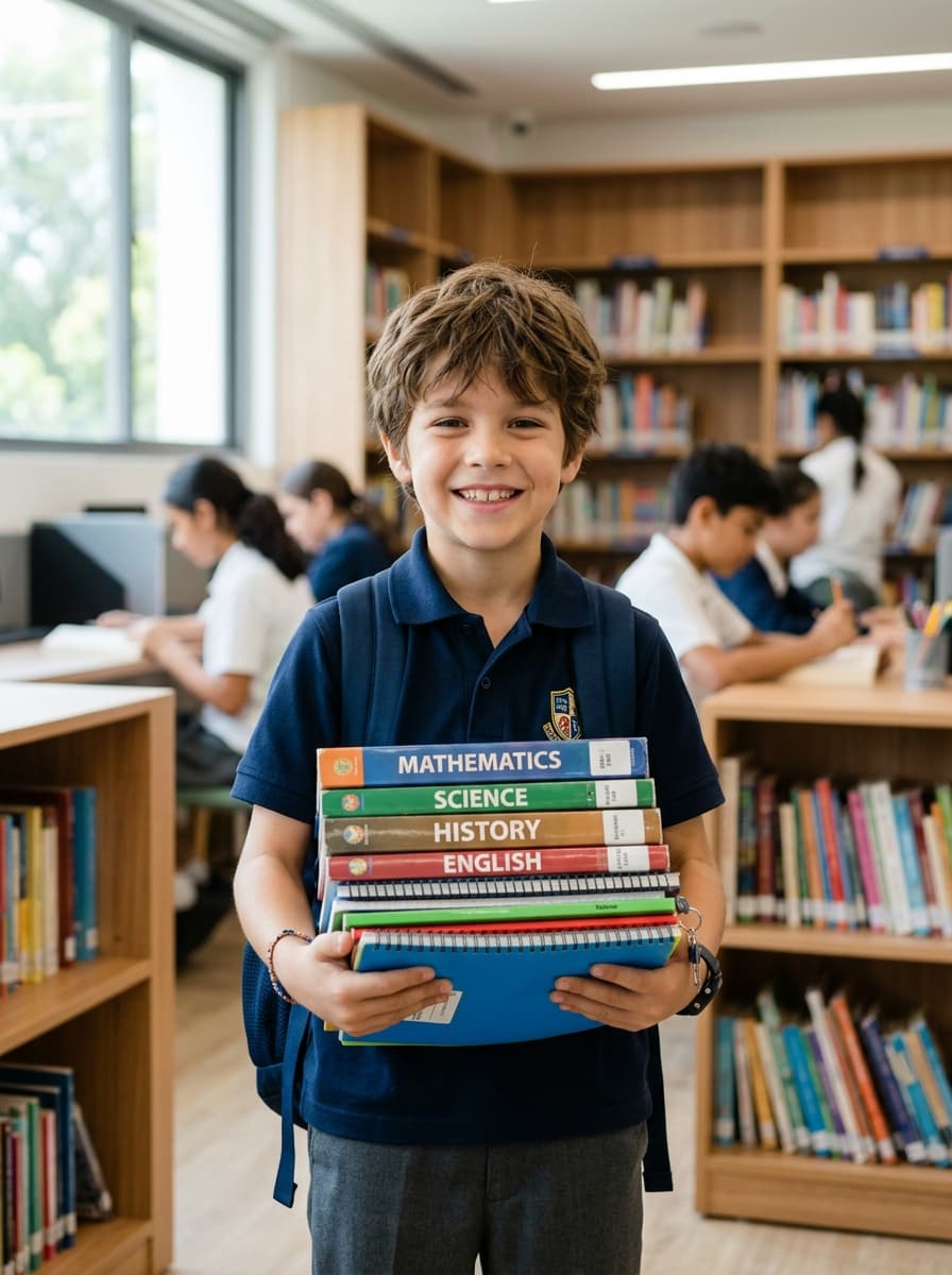 Student with school books
