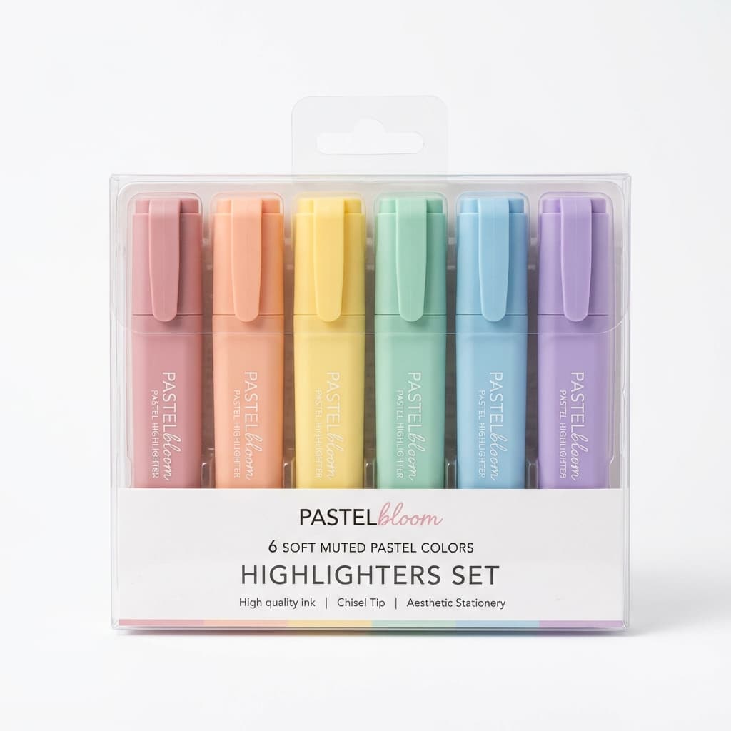Pastel Aesthetic Chisel Highlighters (Set of 6)